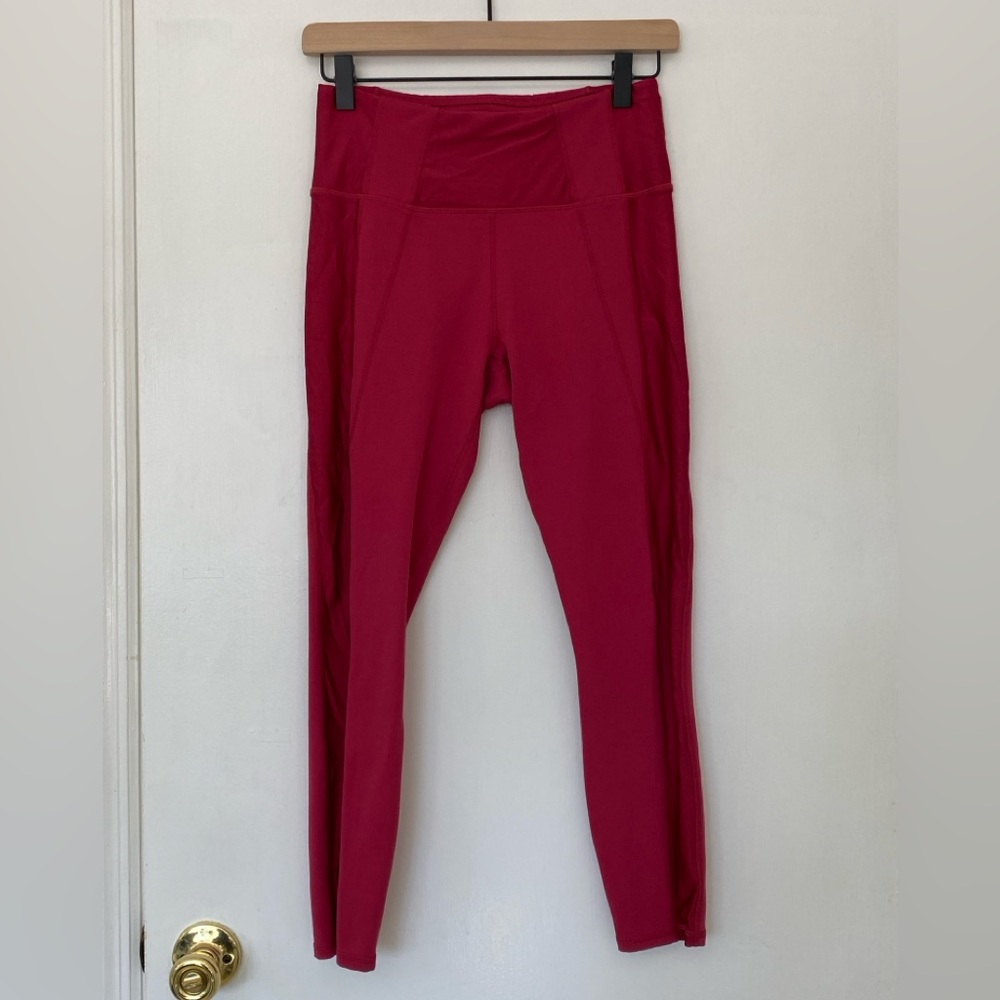 Fabletics High Waisted Statement PowerHold Leggings Size Small Chili Red Shine